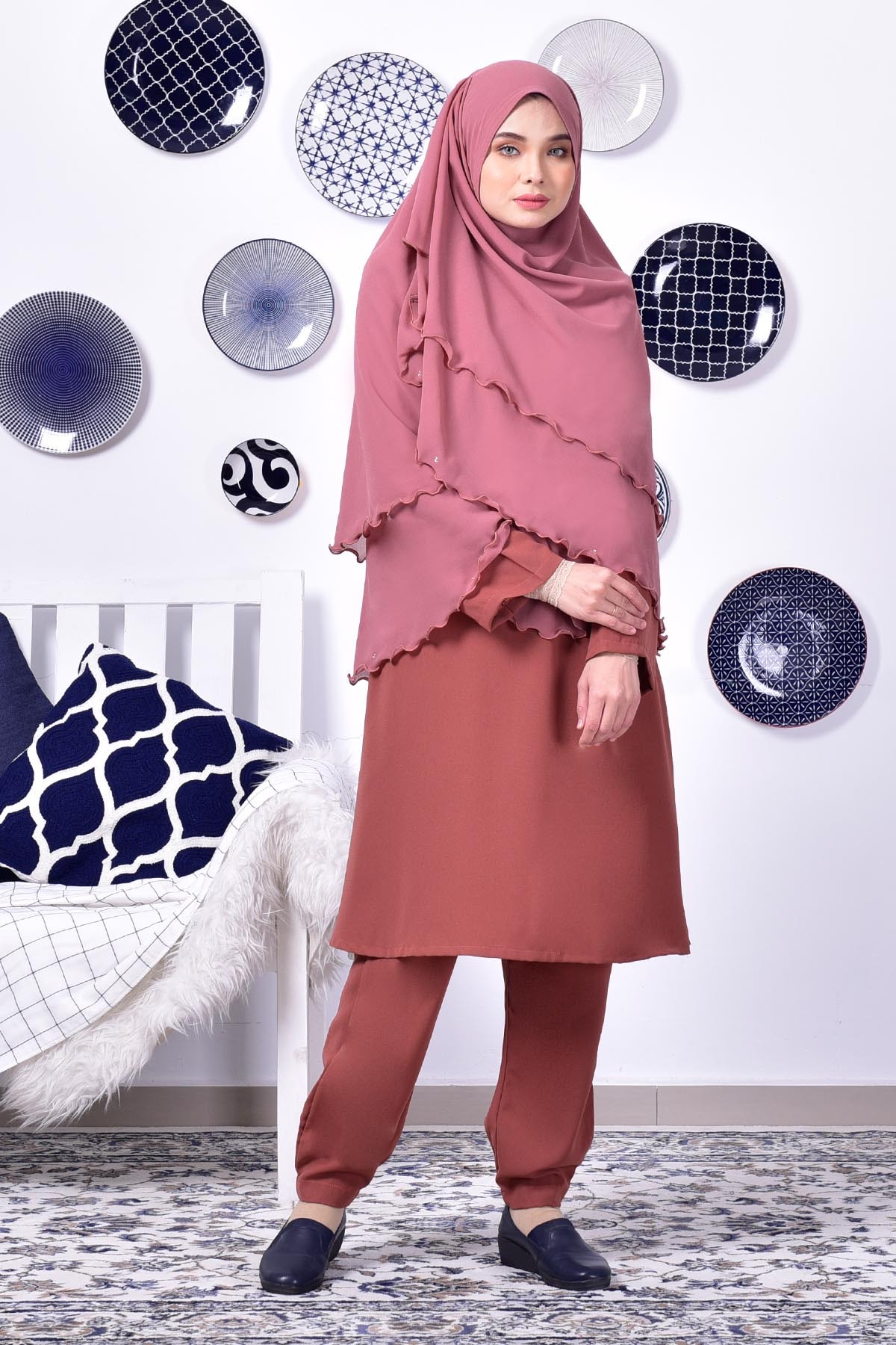 Jubah Seluar Safwa - Dusty Pink