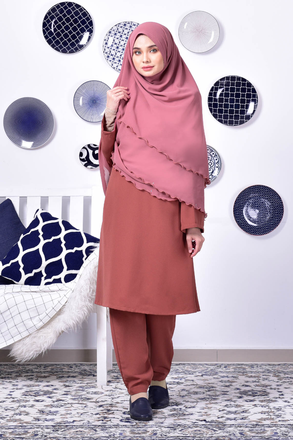 Jubah Seluar Safwa - Dusty Pink