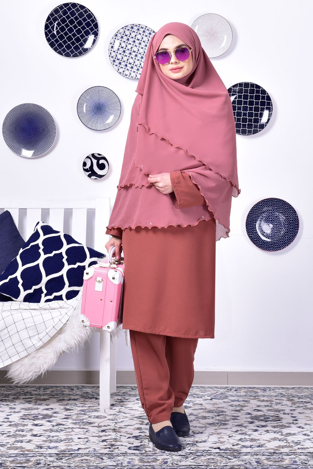 Jubah Seluar Safwa - Dusty Pink