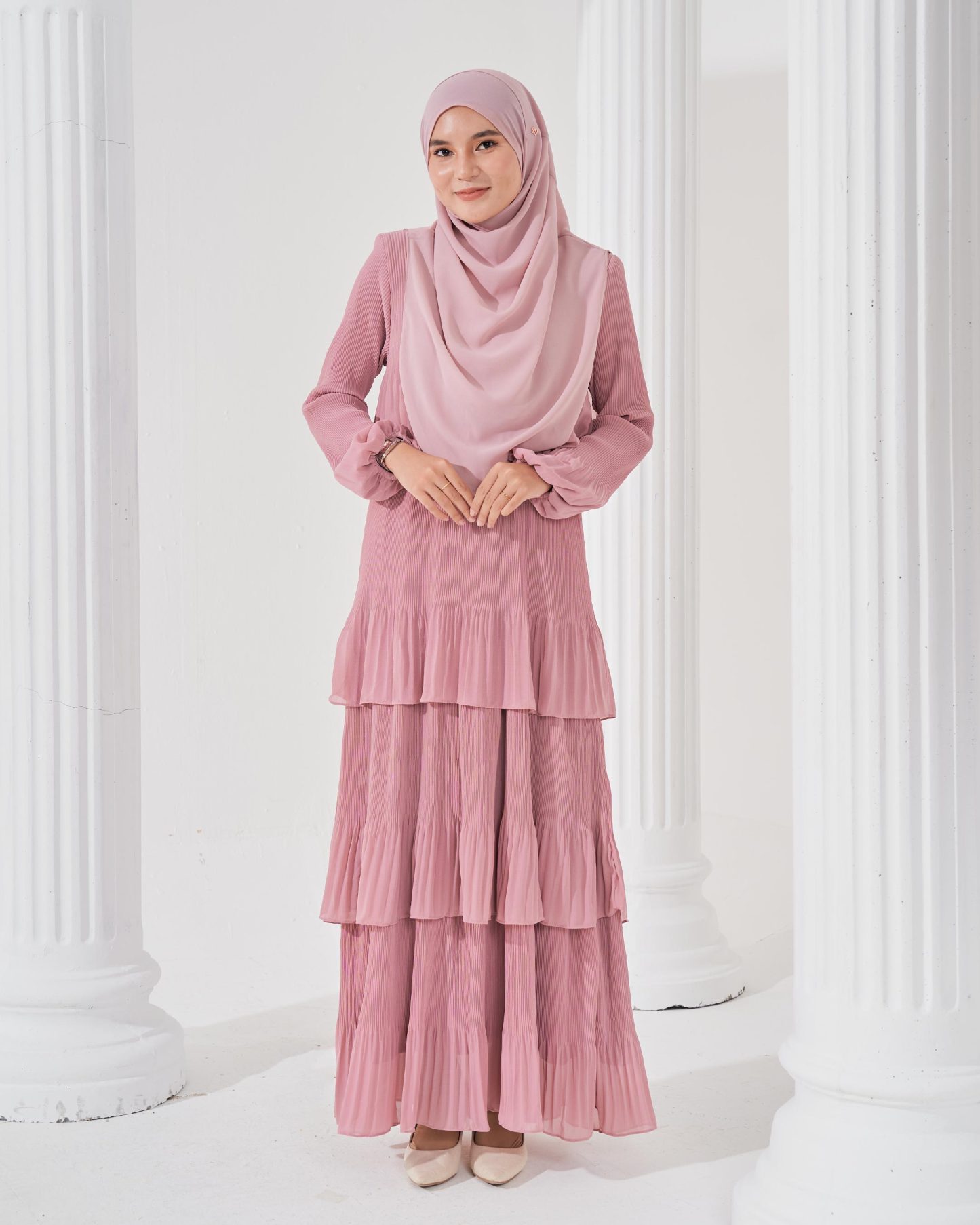 Dress Pleated Herisa - Pink Rose