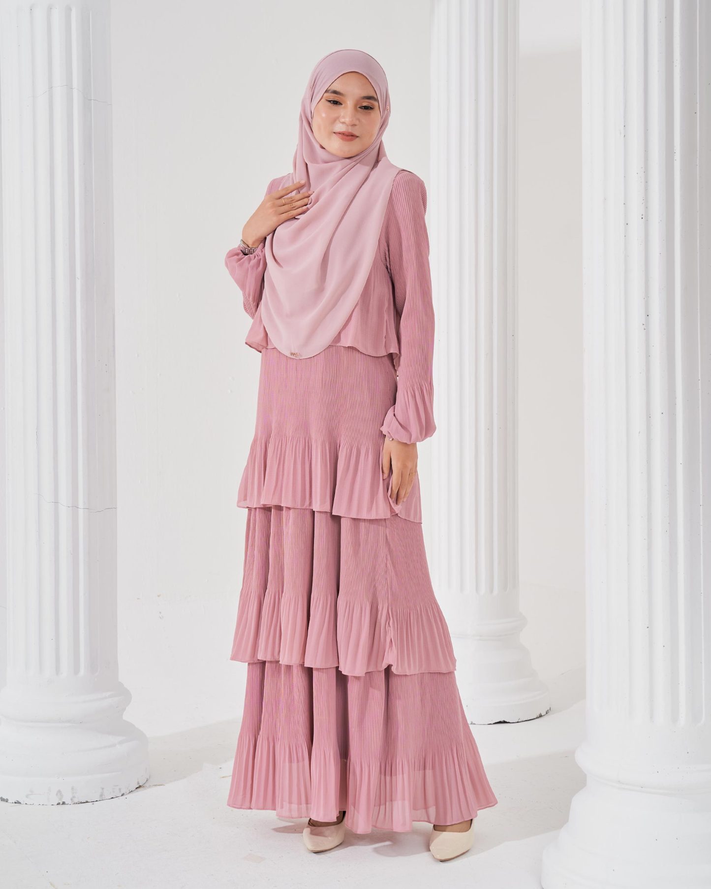 Dress Pleated Herisa - Pink Rose