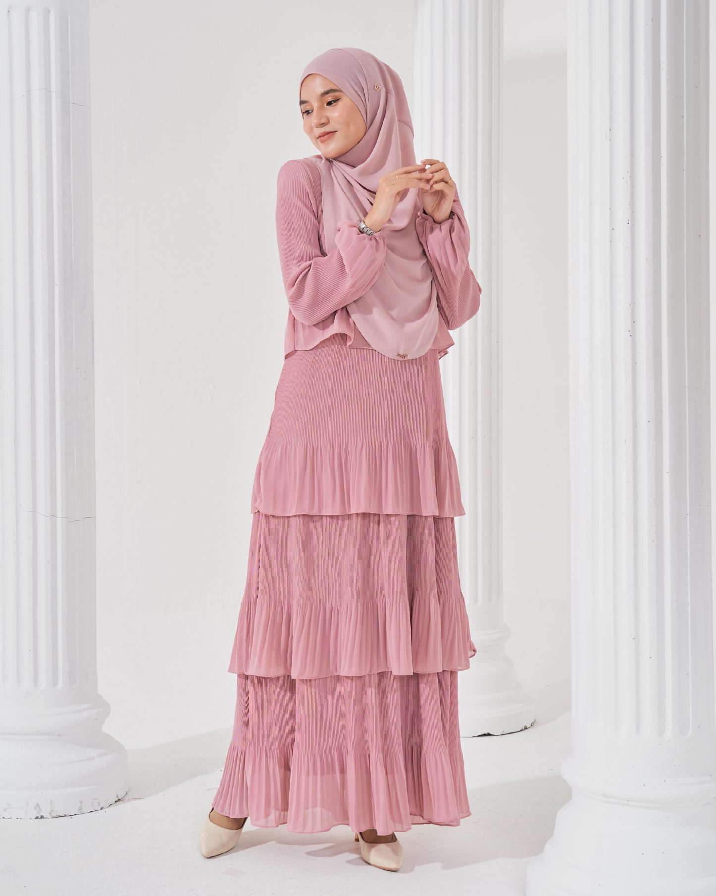 Dress Pleated Herisa - Pink Rose