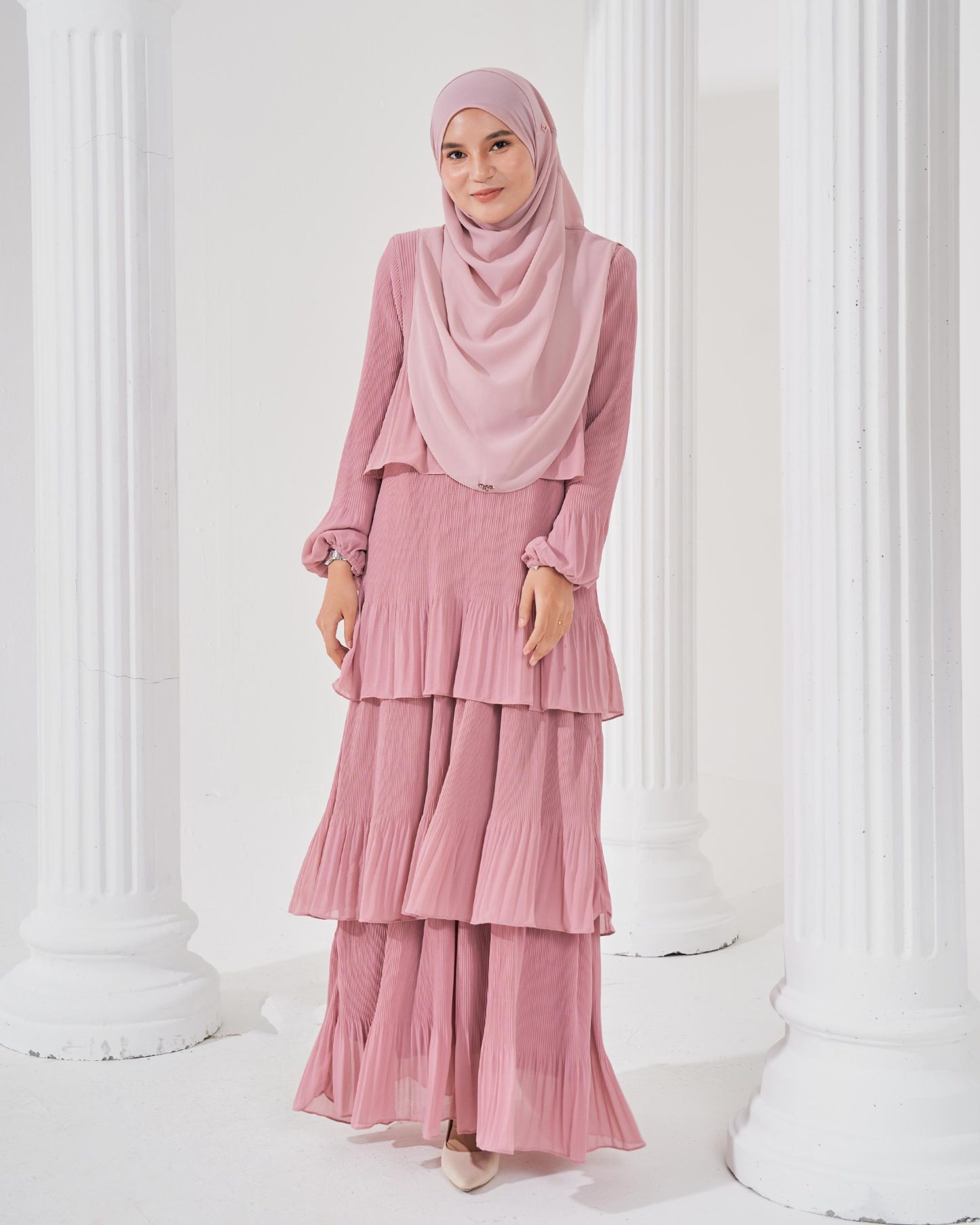 Dress Pleated Herisa - Pink Rose