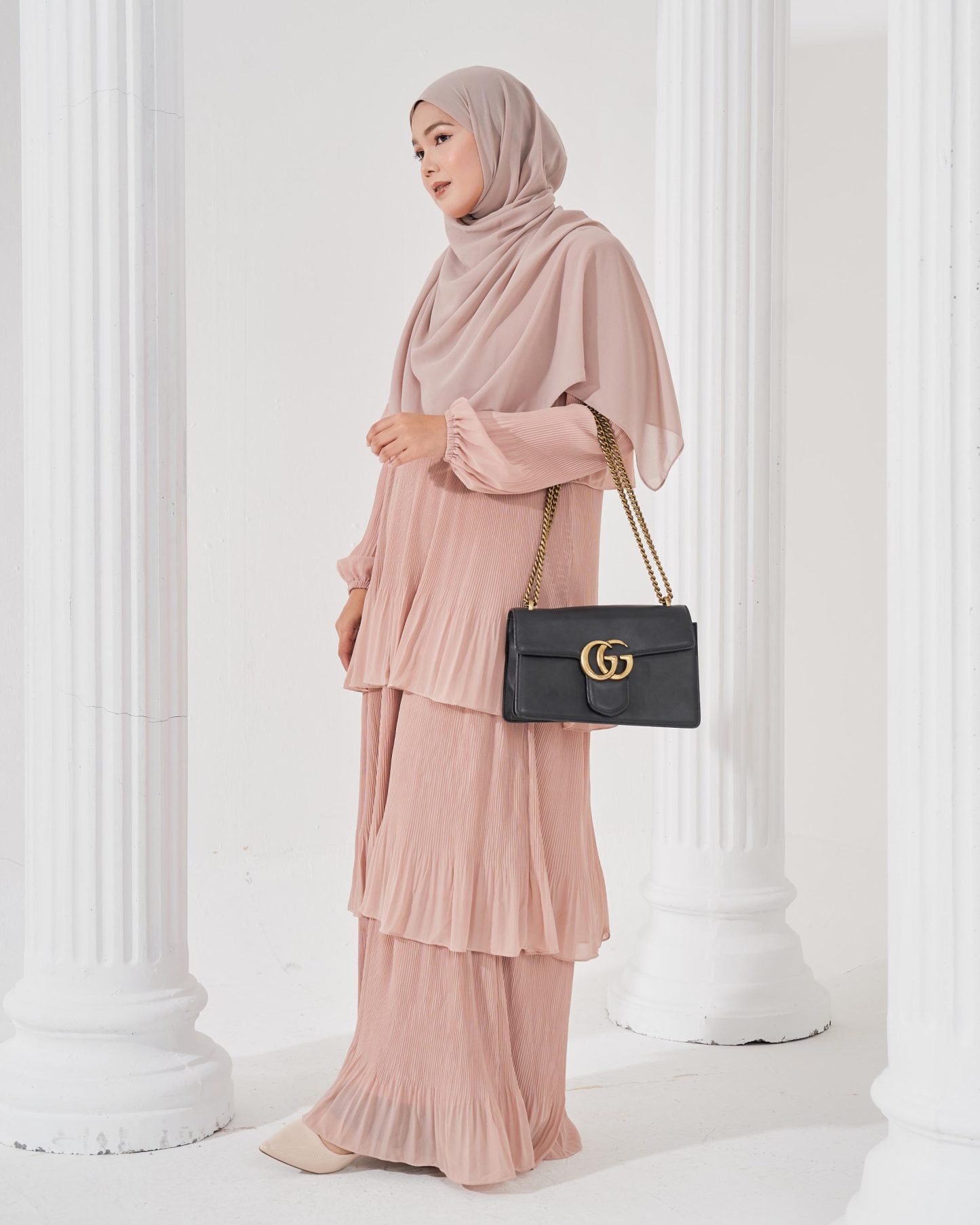 Dress Pleated Herisa - Soft Beige