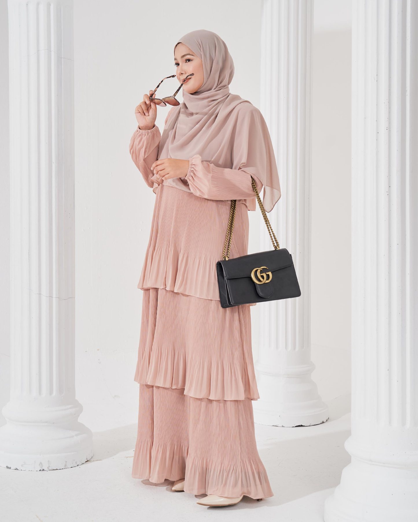 Dress Pleated Herisa - Soft Beige
