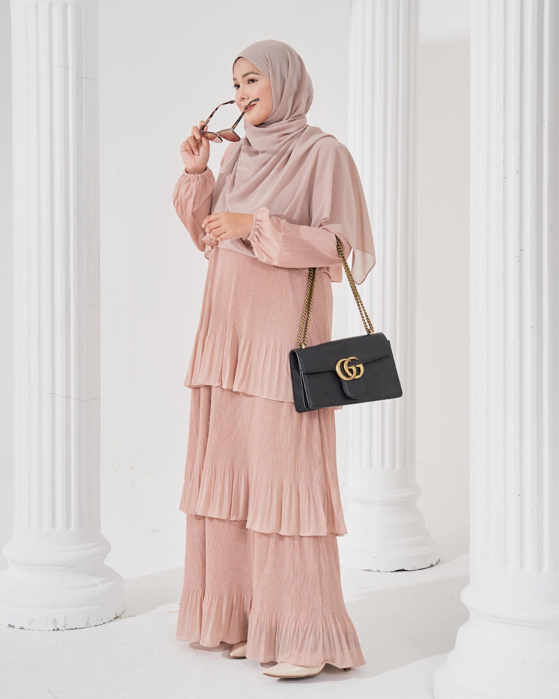 Dress Pleated Herisa - Soft Beige