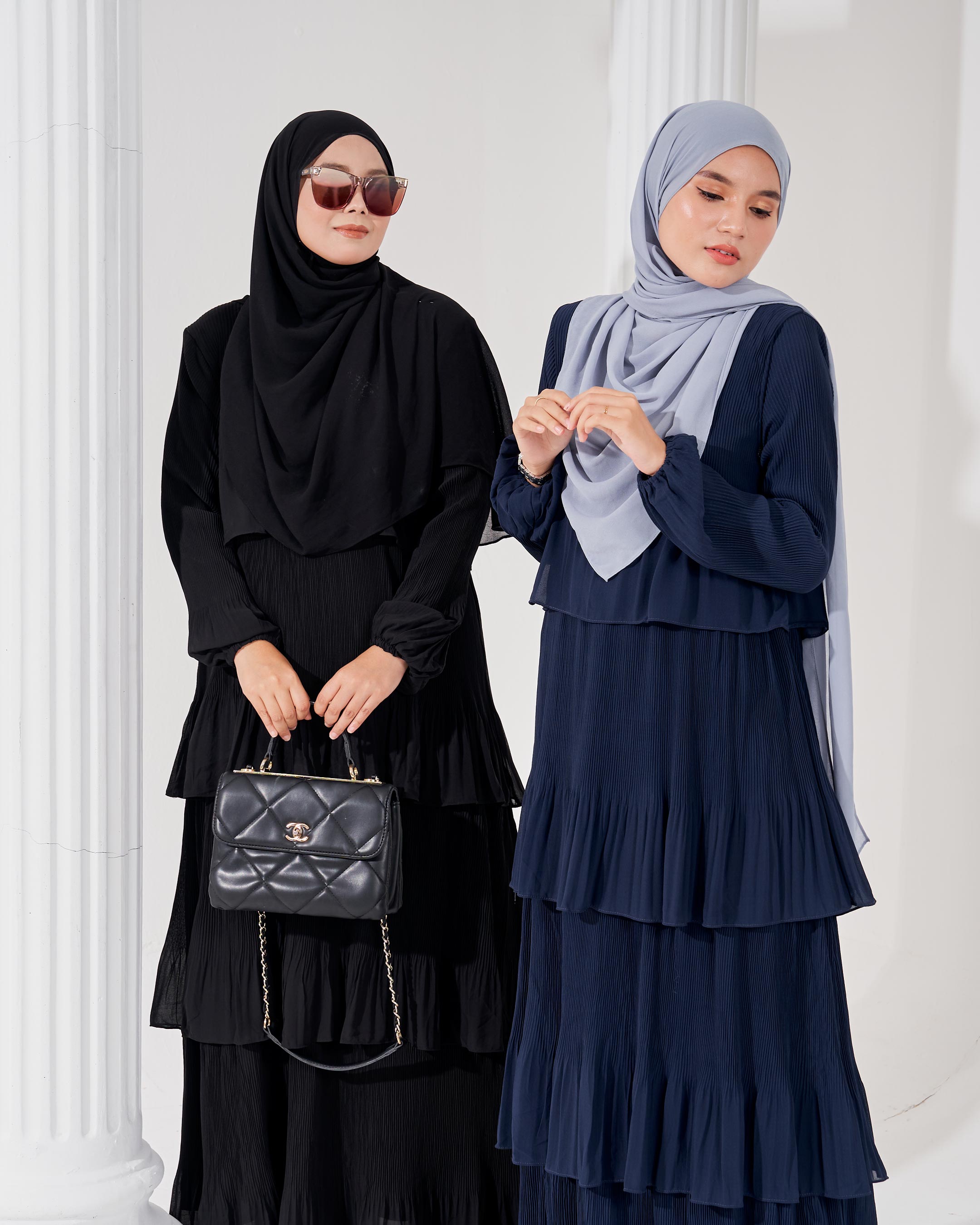 Dress Pleated Herisa - Navy Blue