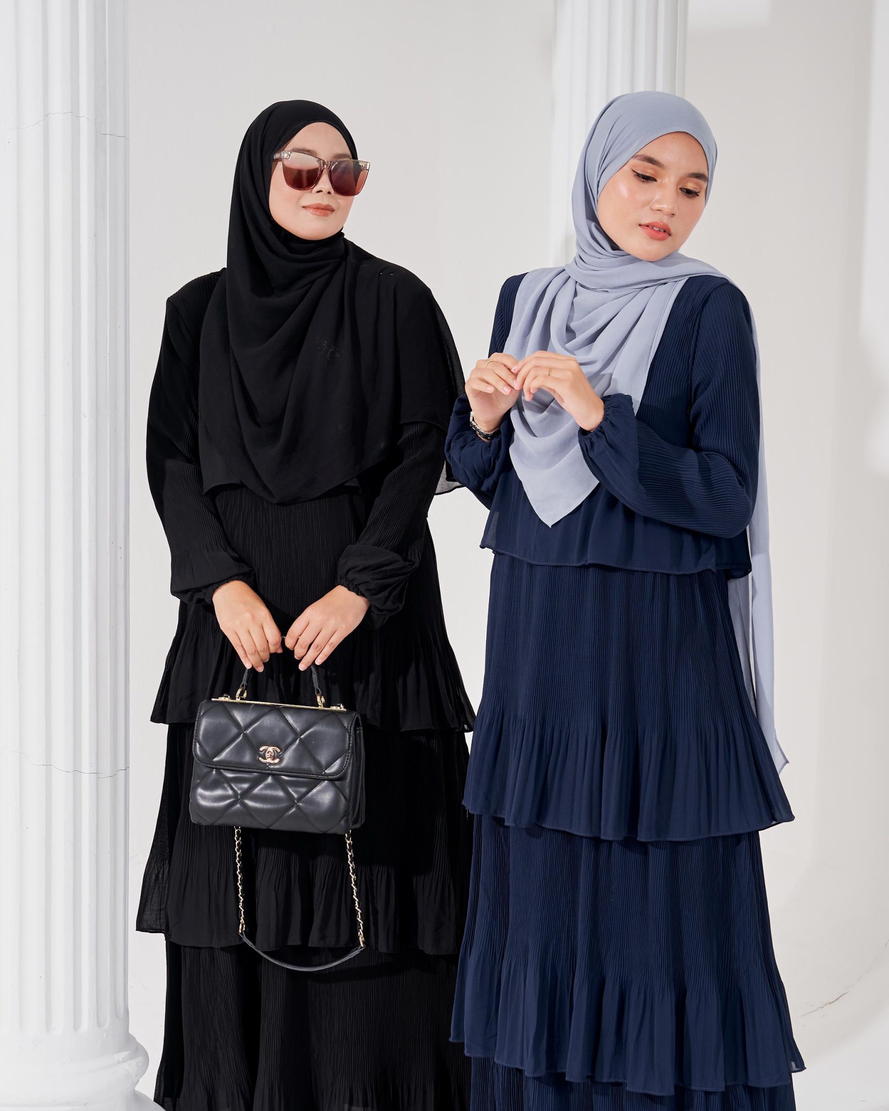 Dress Pleated Herisa - Navy Blue