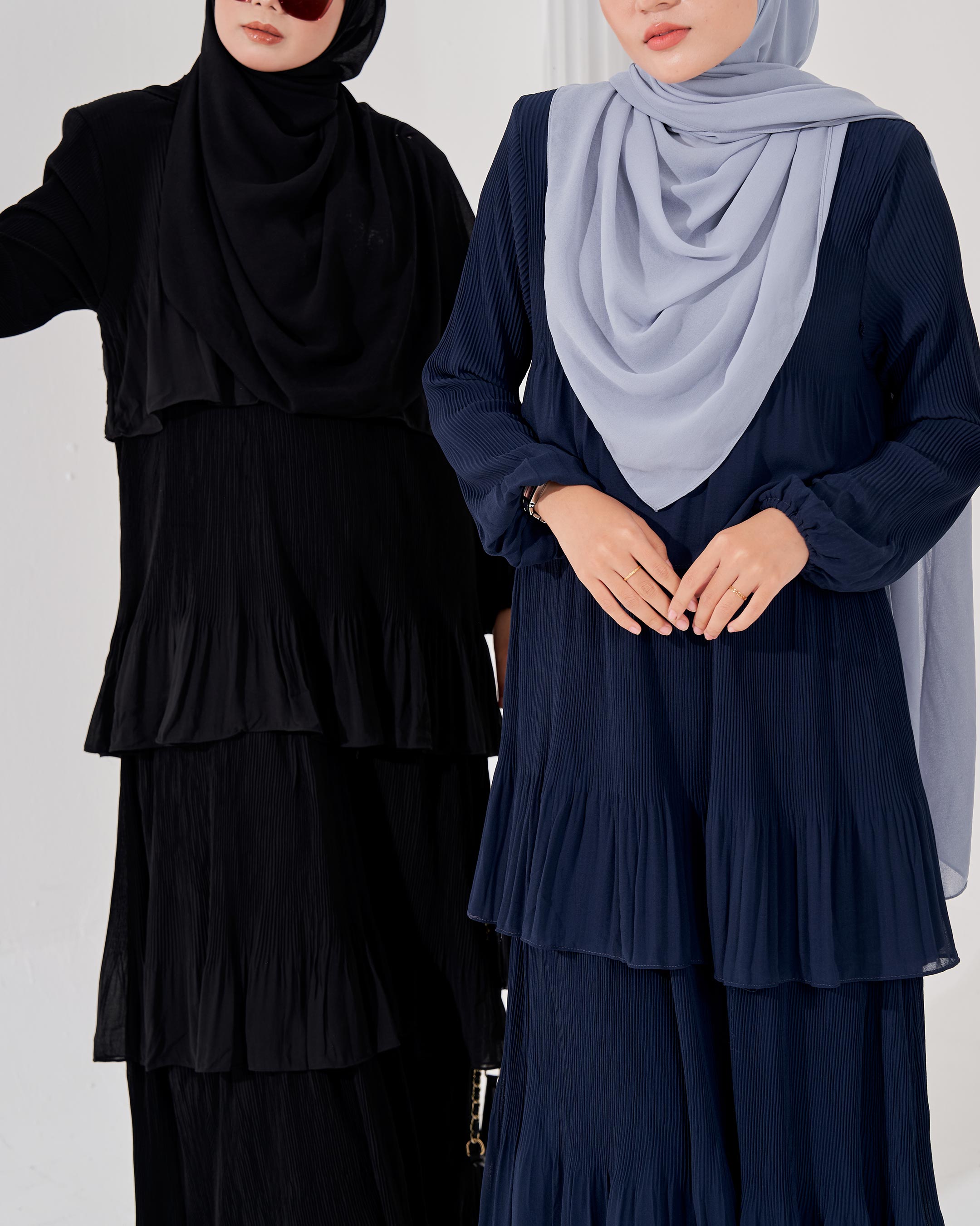 Dress Pleated Herisa - Navy Blue