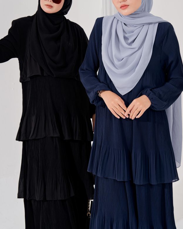 Dress Pleated Herisa - Navy Blue
