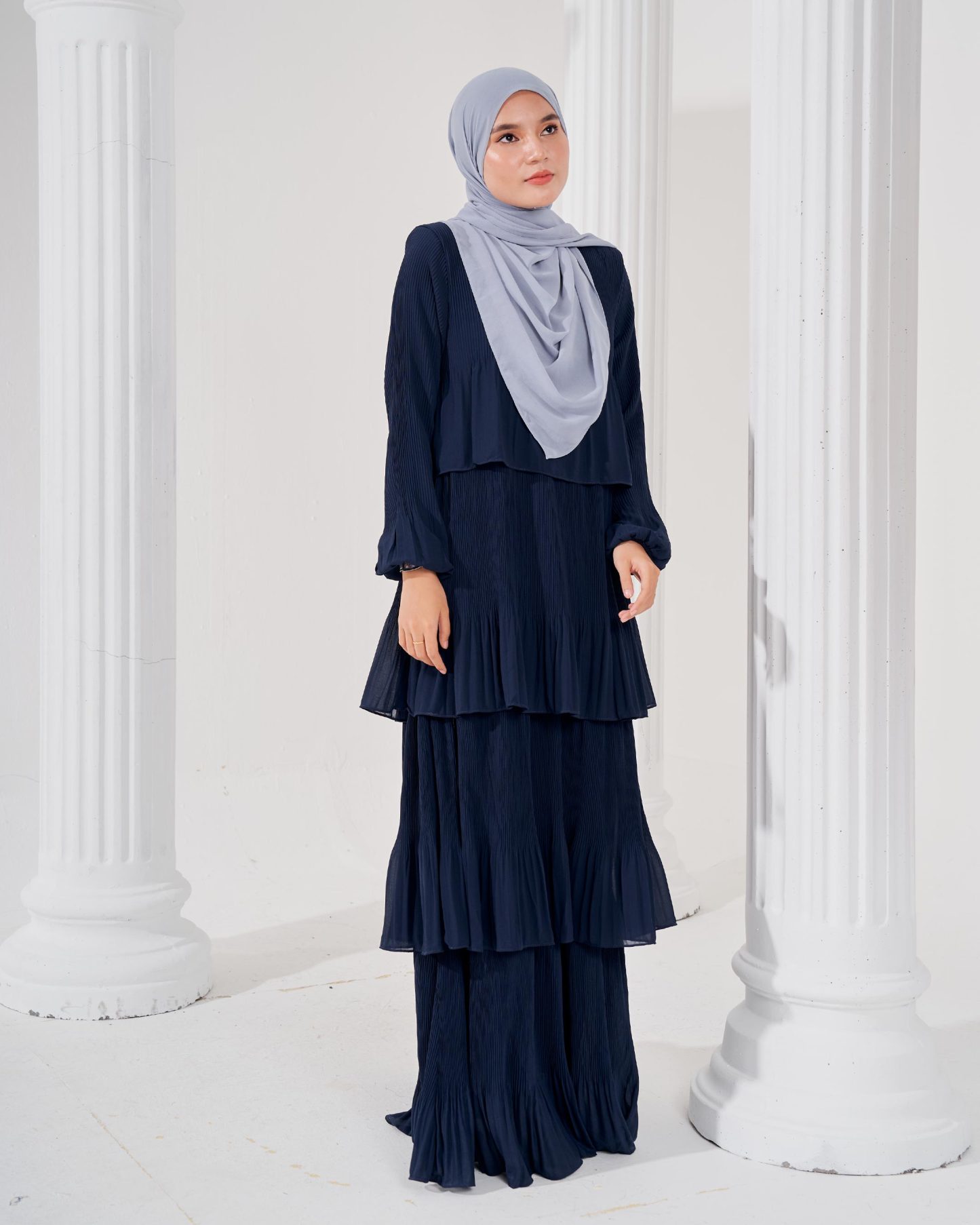 Dress Pleated Herisa - Navy Blue