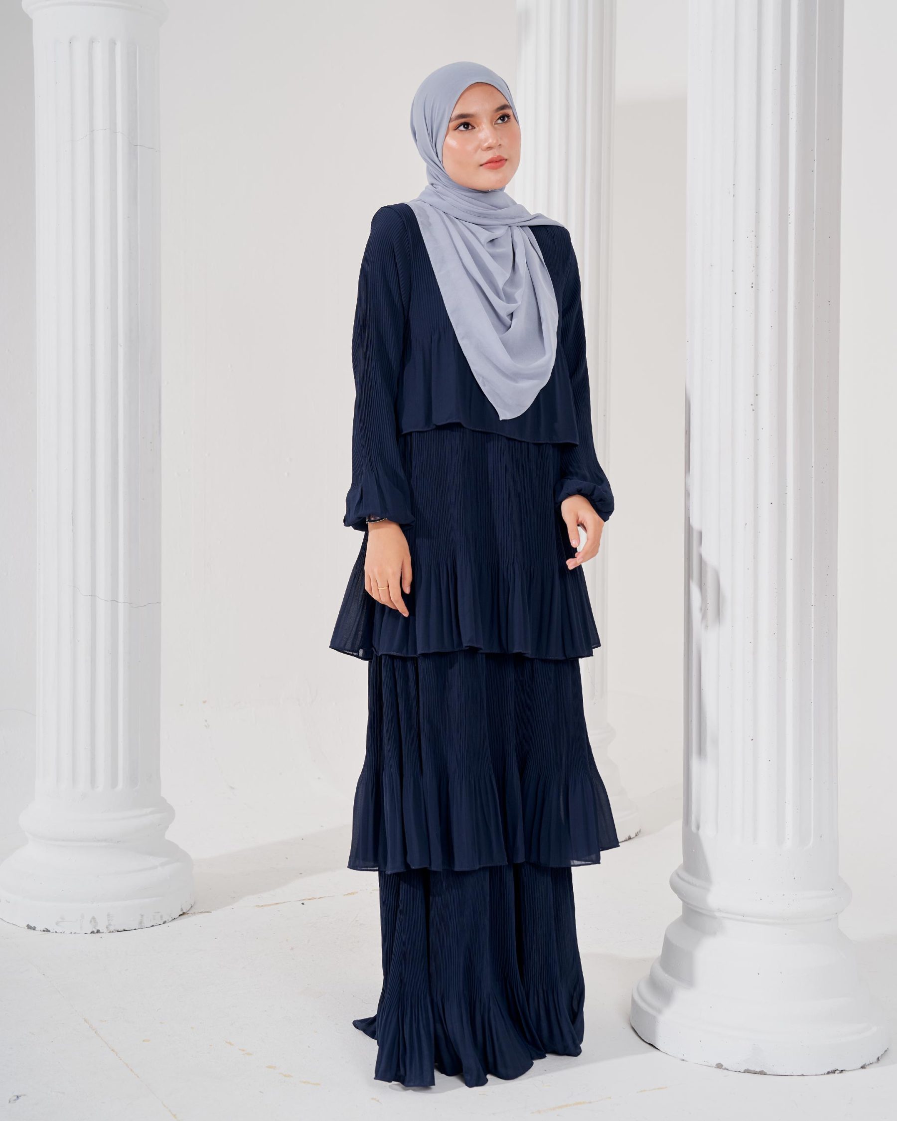 Dress Pleated Herisa - Navy Blue