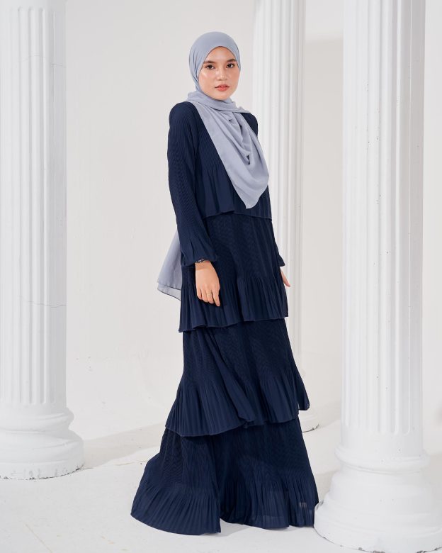 Dress Pleated Herisa - Navy Blue