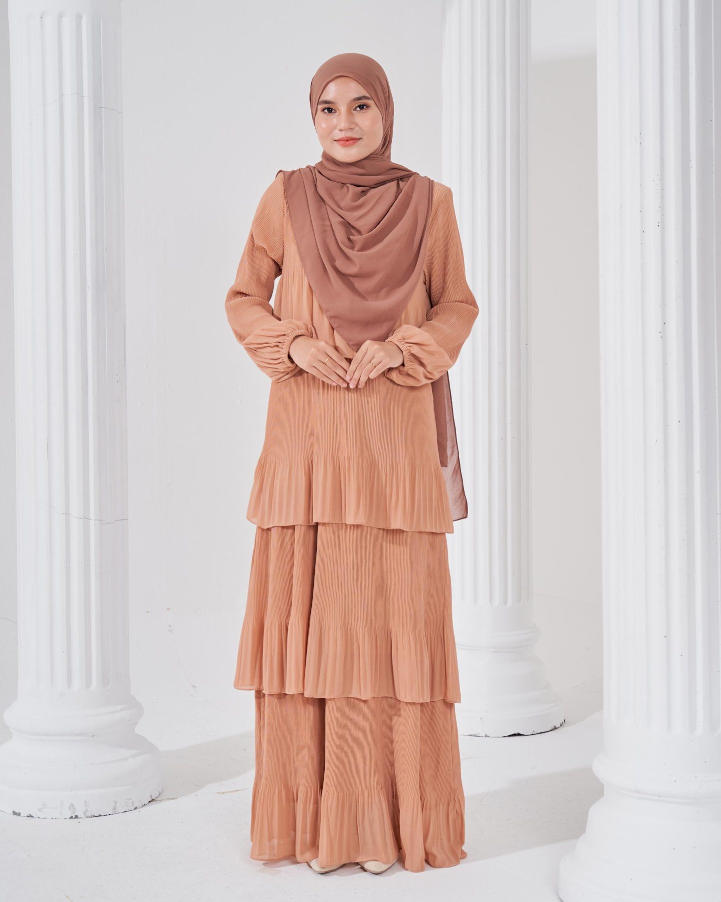 Dress Pleated Herisa - Sepia Brown