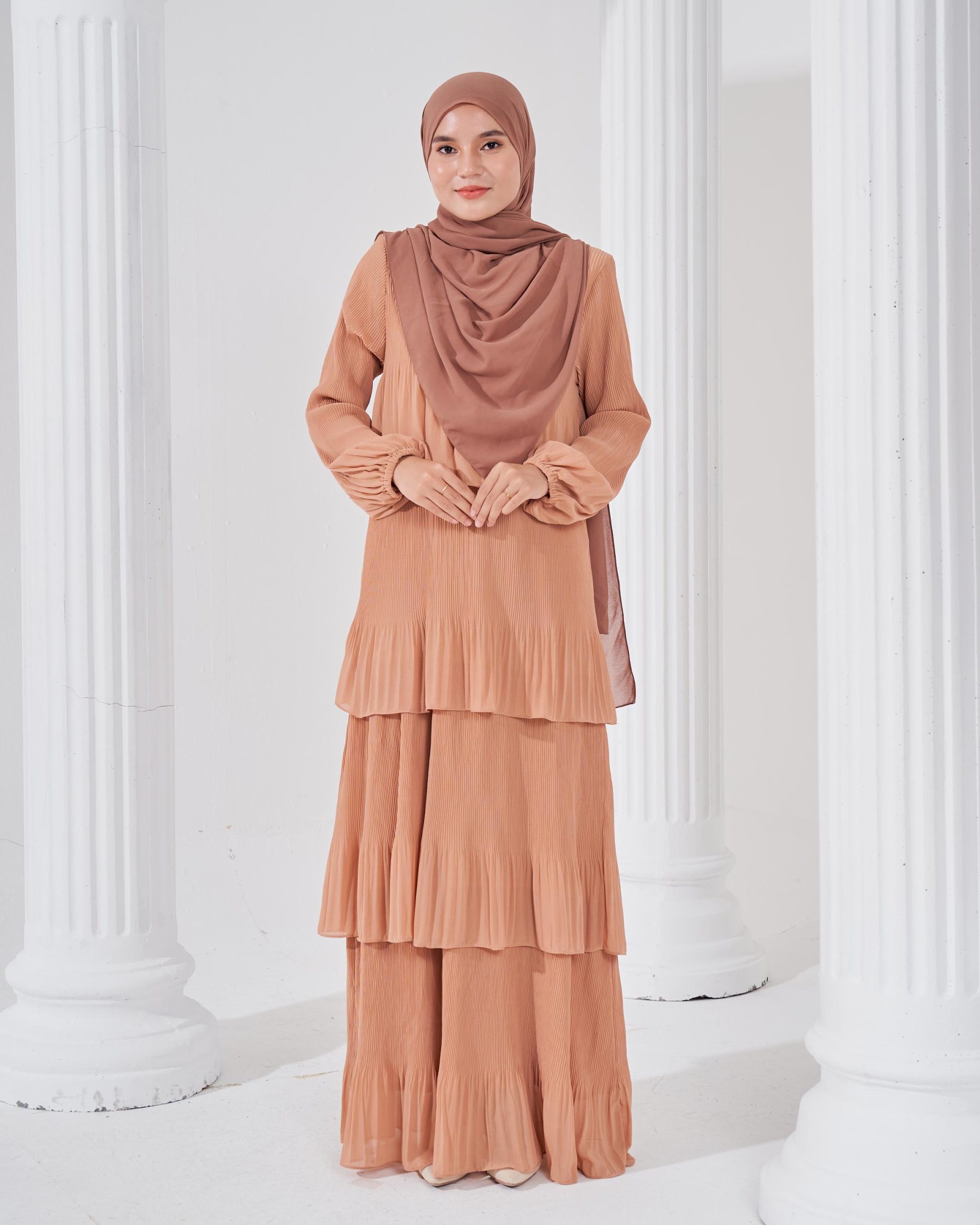 Dress Pleated Herisa - Sepia Brown