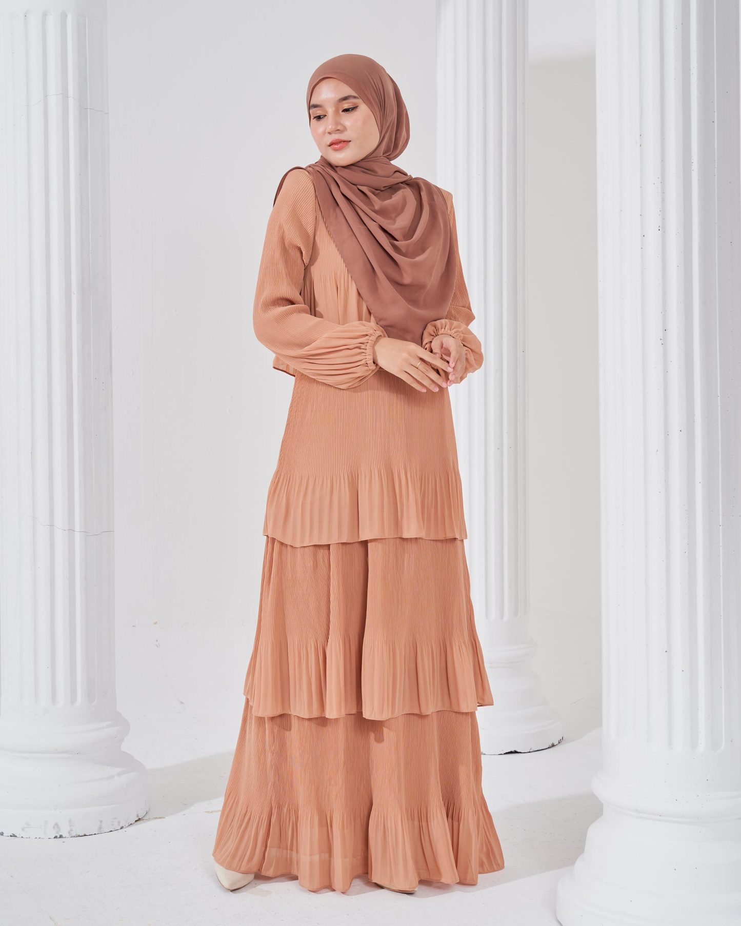 Dress Pleated Herisa - Sepia Brown