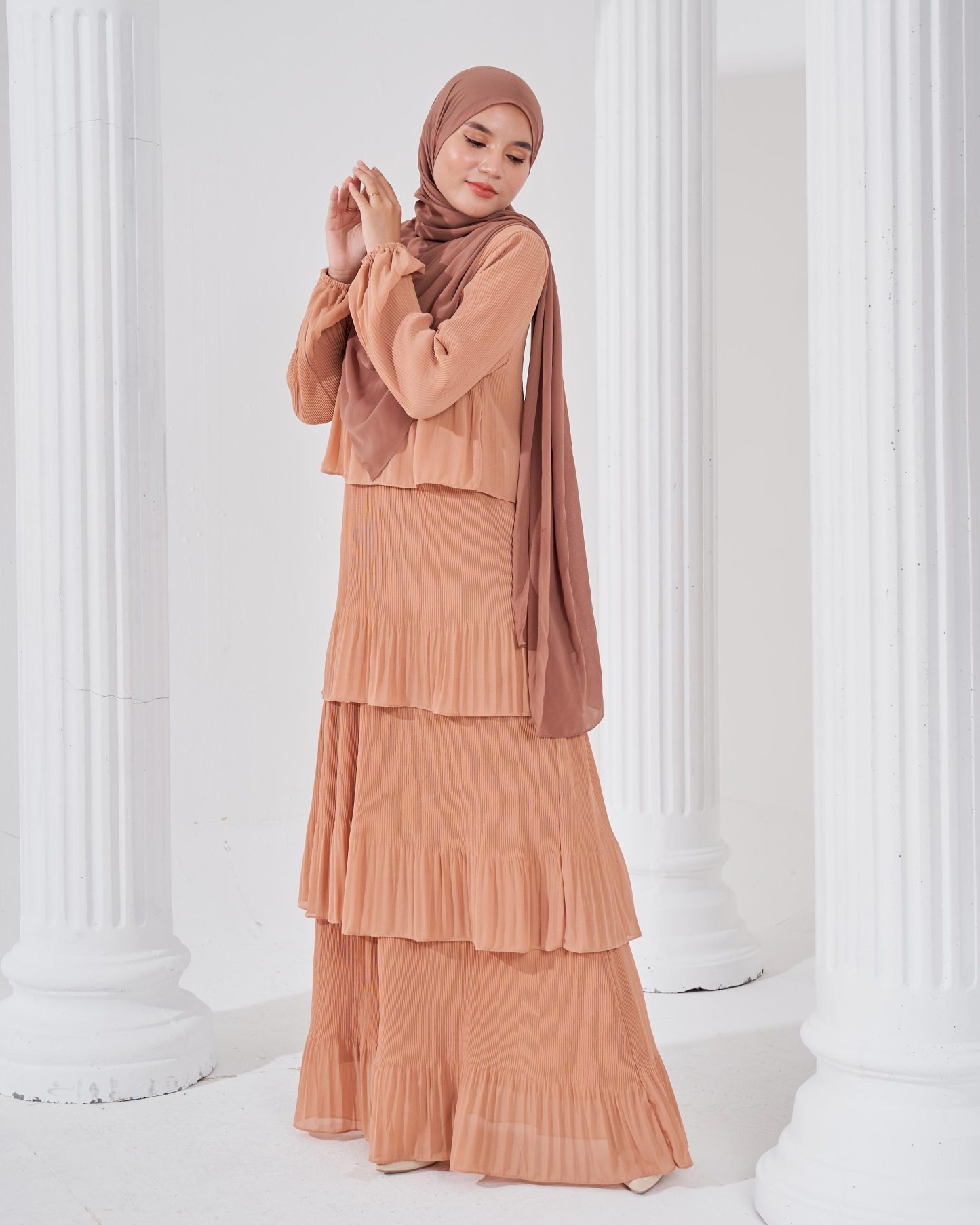 Dress Pleated Herisa - Sepia Brown