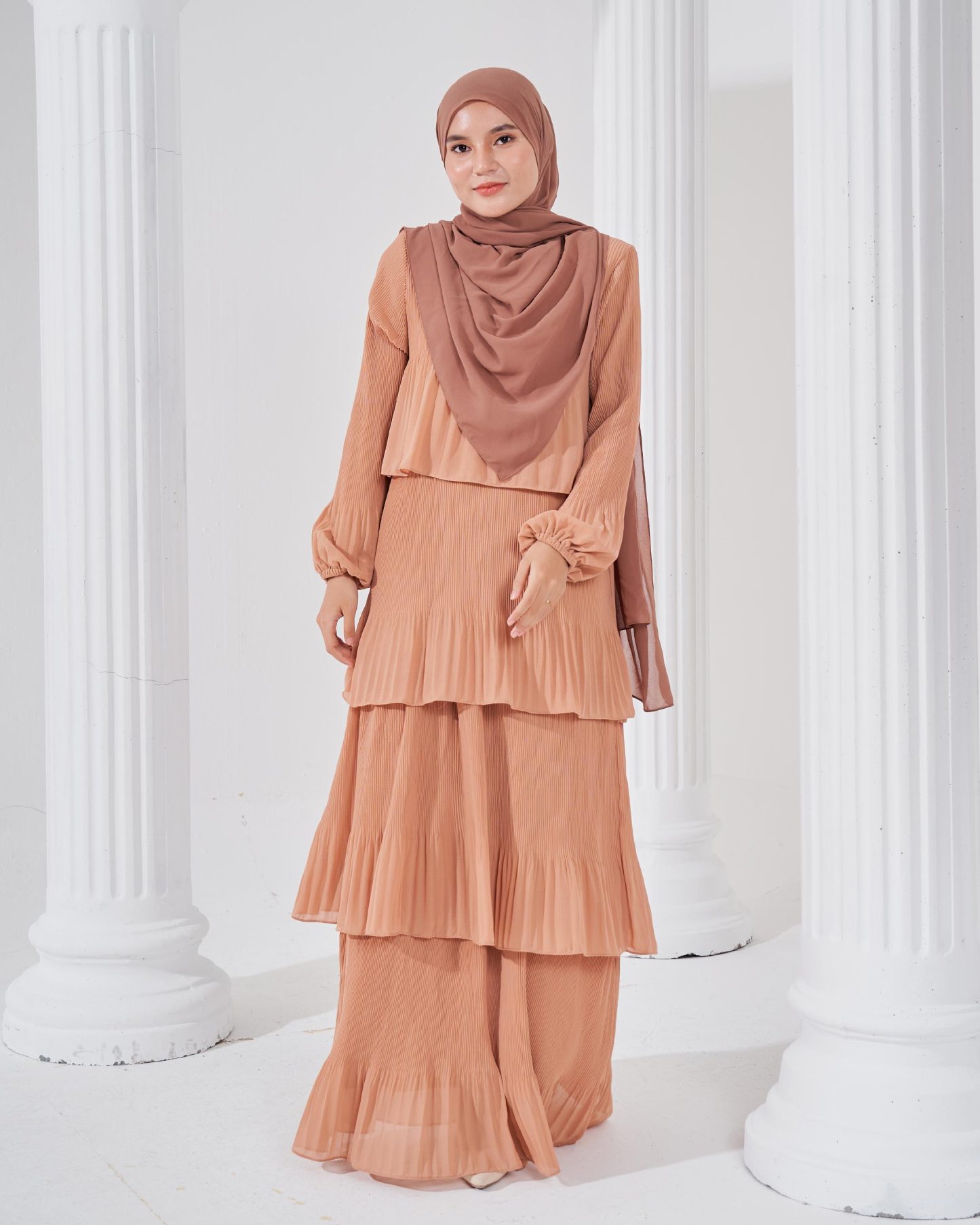 Dress Pleated Herisa - Sepia Brown