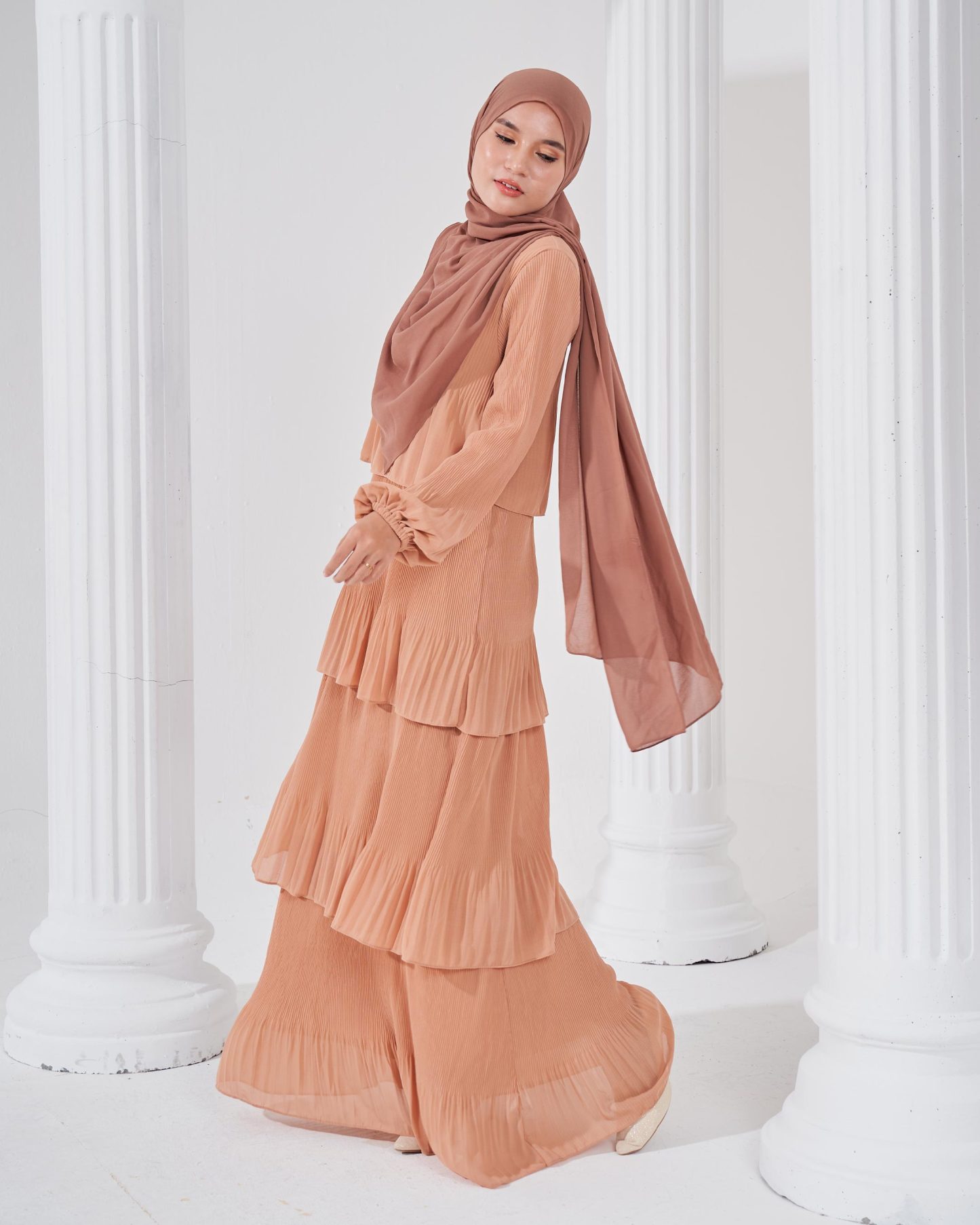Dress Pleated Herisa - Sepia Brown