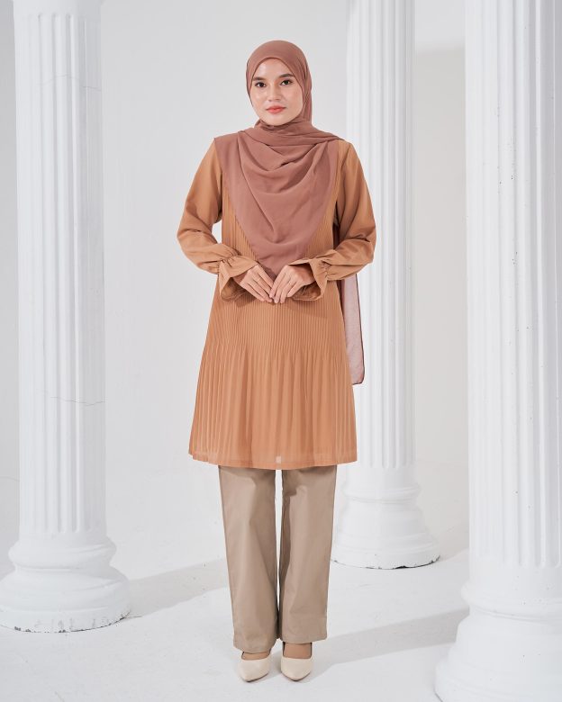 Blouse Pleated Heqira - Cider Brown