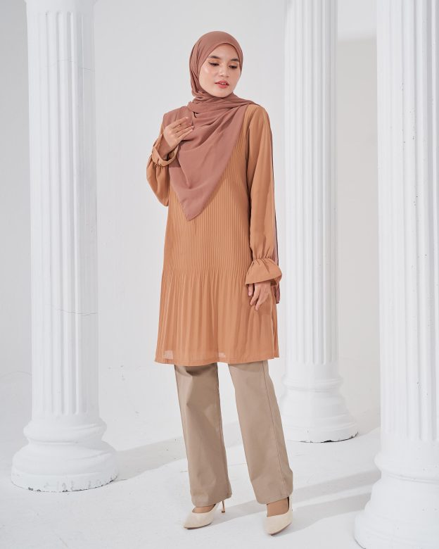 Blouse Pleated Heqira - Cider Brown