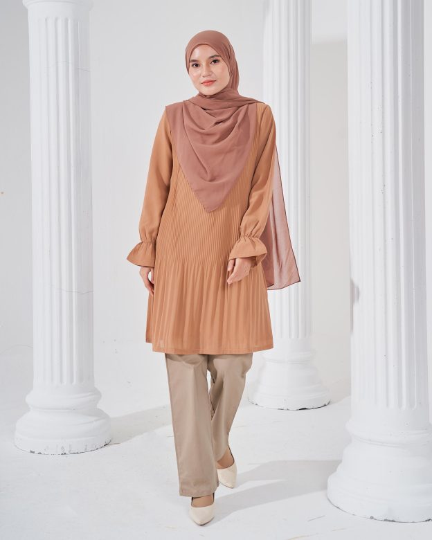 Blouse Pleated Heqira - Cider Brown