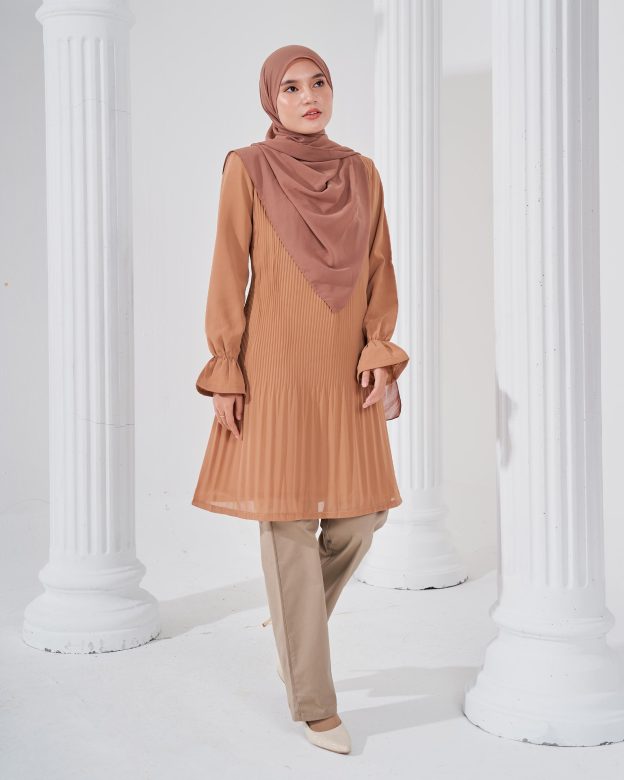 Blouse Pleated Heqira - Cider Brown