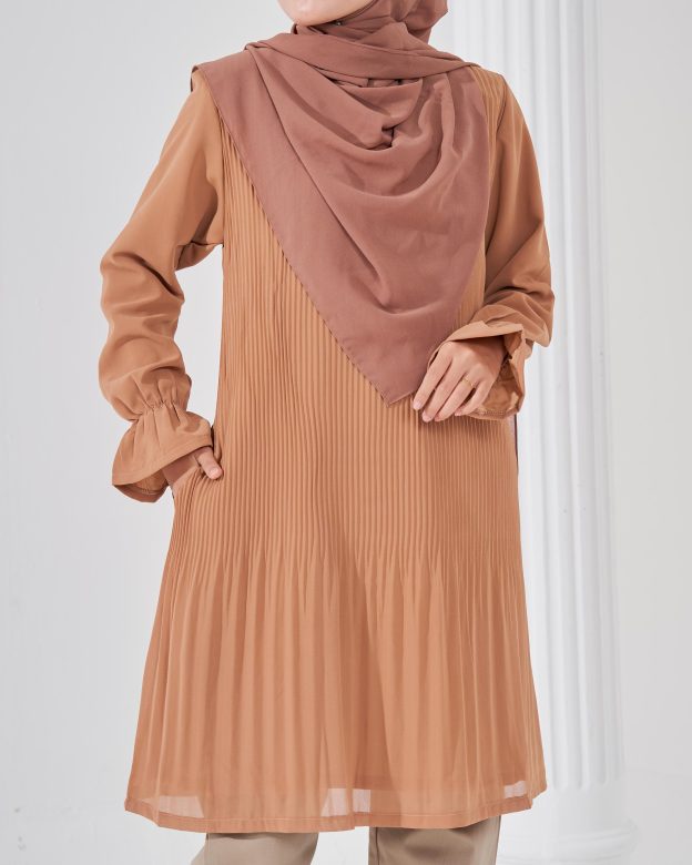 Blouse Pleated Heqira - Cider Brown