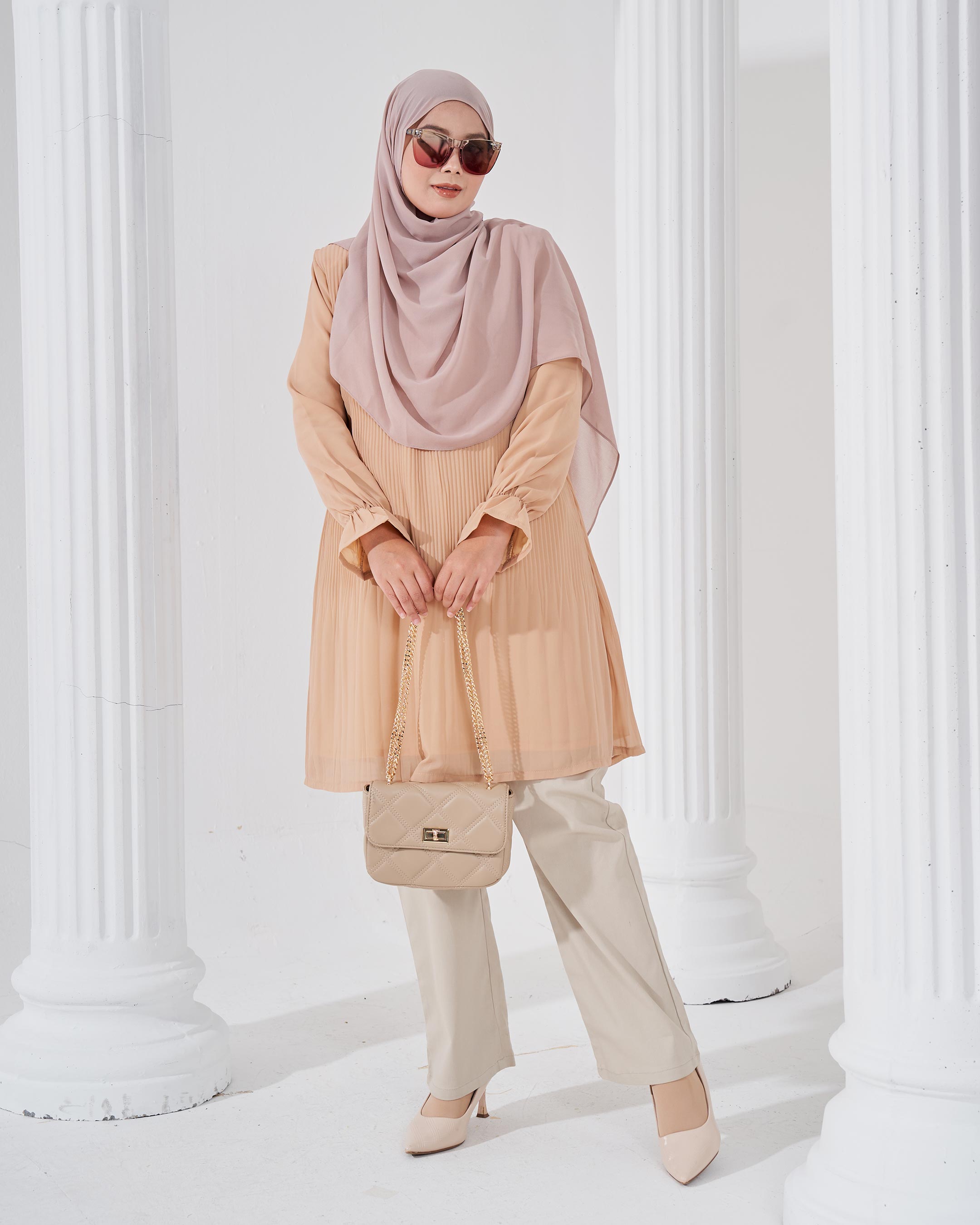 Blouse Pleated Heqira - Wheat Nude