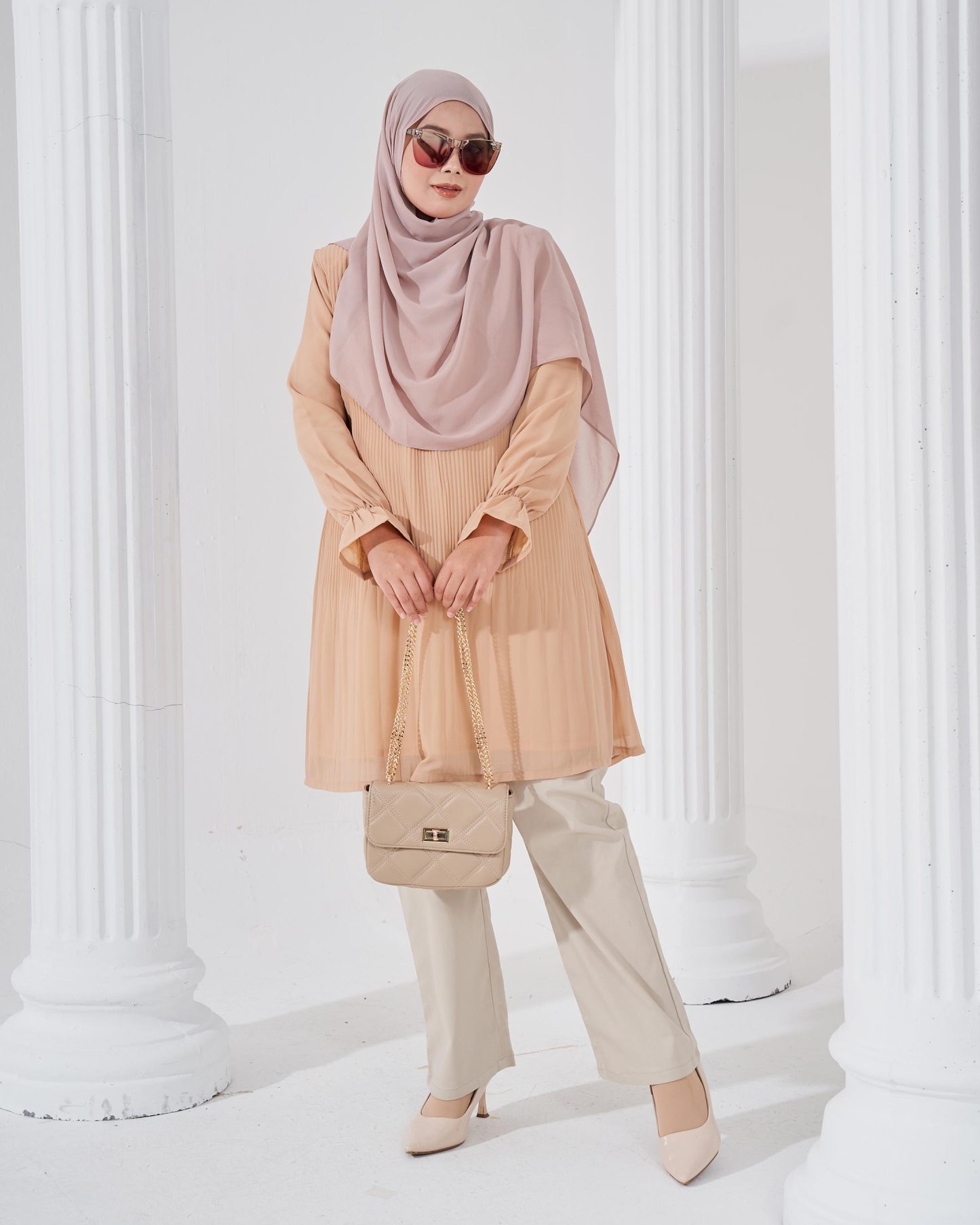 Blouse Pleated Heqira - Wheat Nude