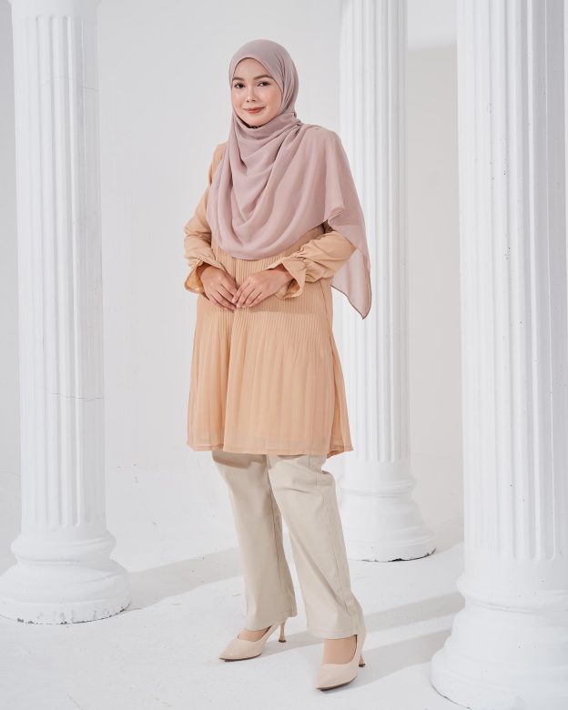 Blouse Pleated Heqira - Wheat Nude