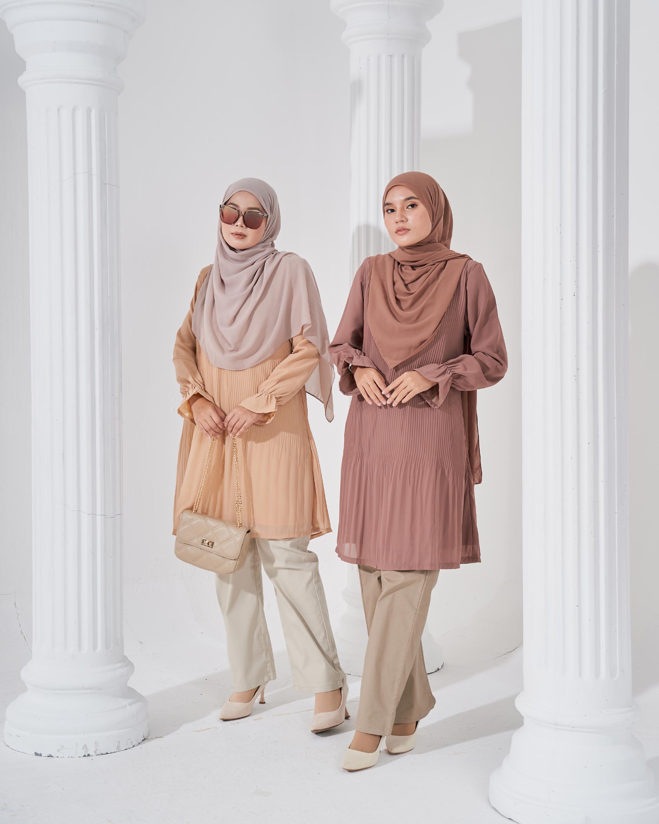 Blouse Pleated Heqira - Hazelnut Brown