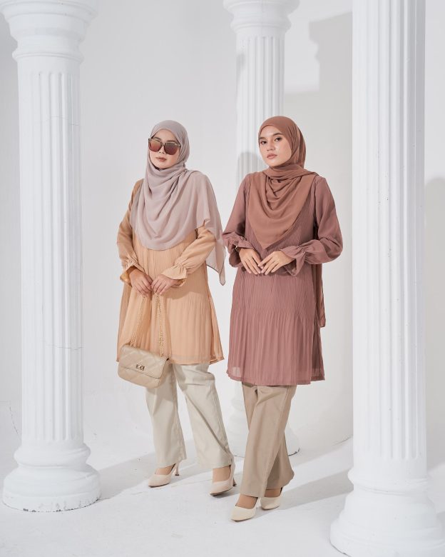 Blouse Pleated Heqira - Hazelnut Brown