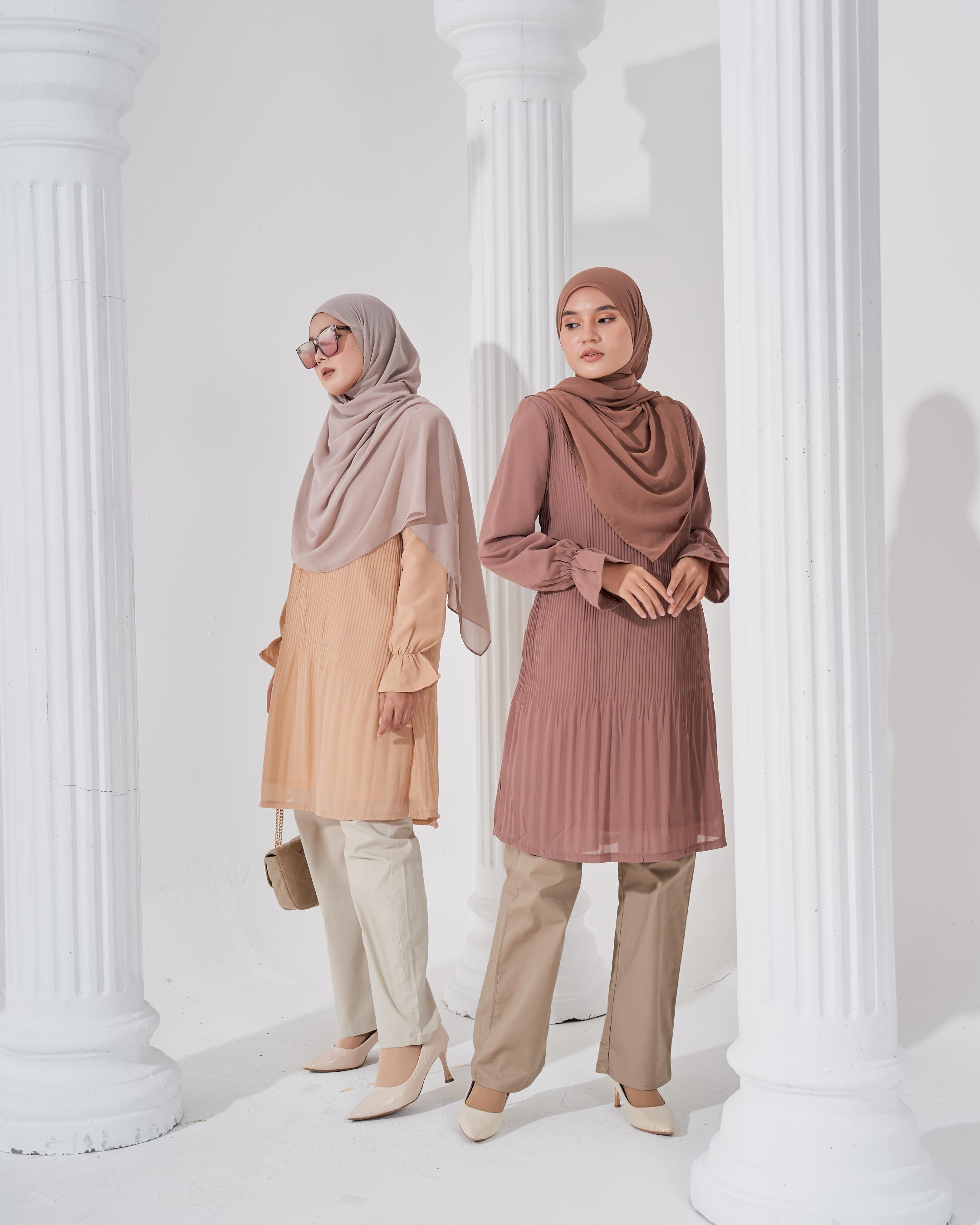 Blouse Pleated Heqira - Wheat Nude