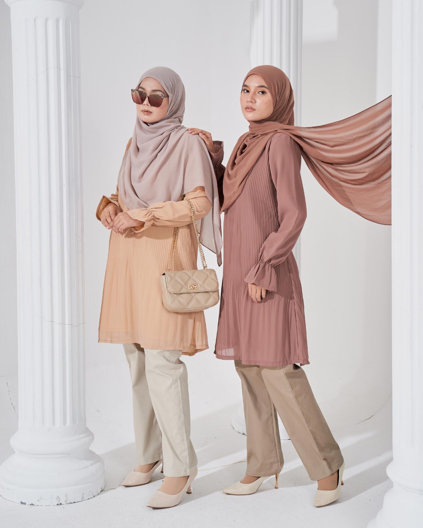 Blouse Pleated Heqira - Hazelnut Brown
