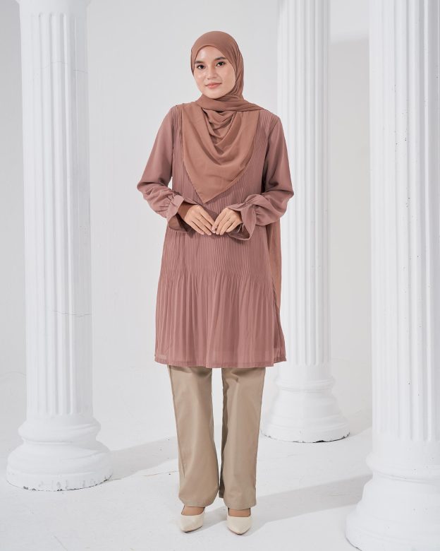 Blouse Pleated Heqira - Hazelnut Brown