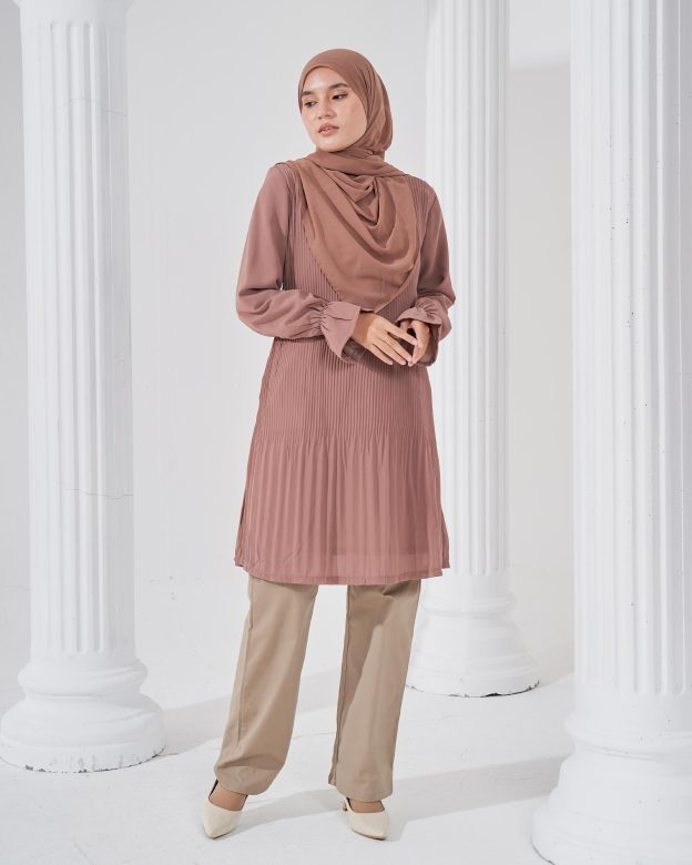 Blouse Pleated Heqira - Hazelnut Brown