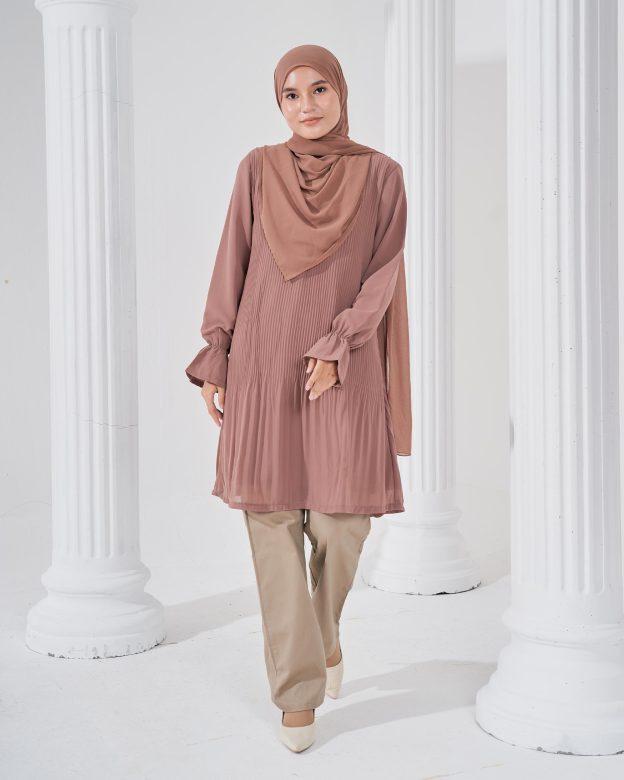 Blouse Pleated Heqira - Hazelnut Brown