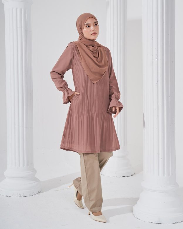Blouse Pleated Heqira - Hazelnut Brown
