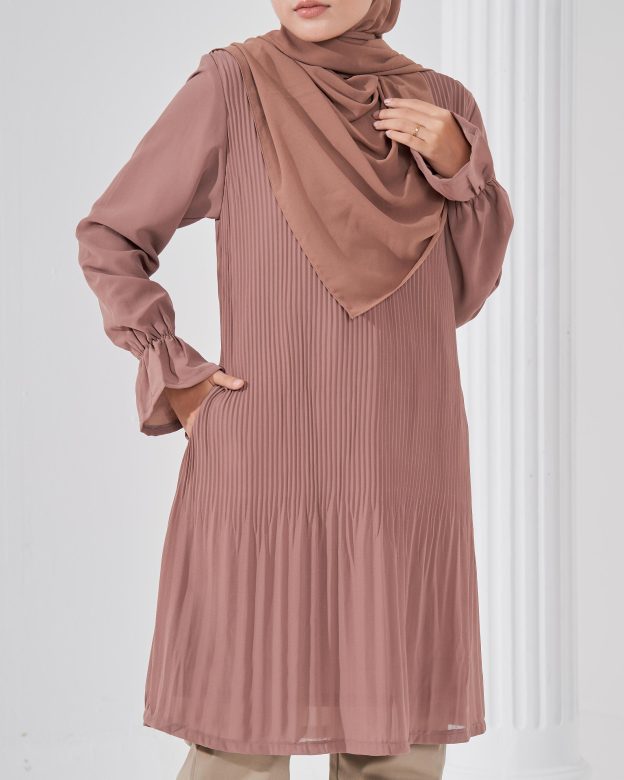Blouse Pleated Heqira - Hazelnut Brown