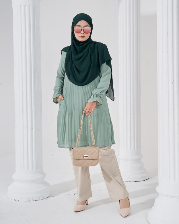 Blouse Pleated Heqira - Minty Teal