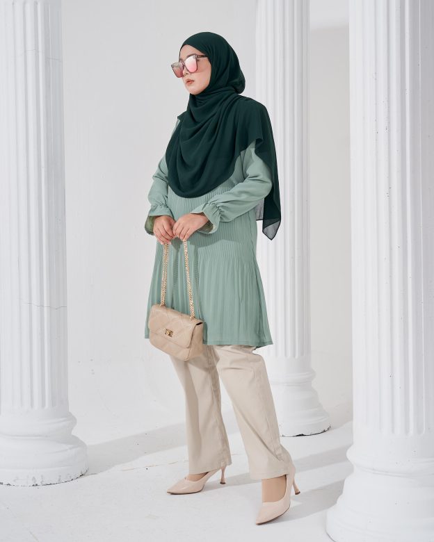 Blouse Pleated Heqira - Minty Teal