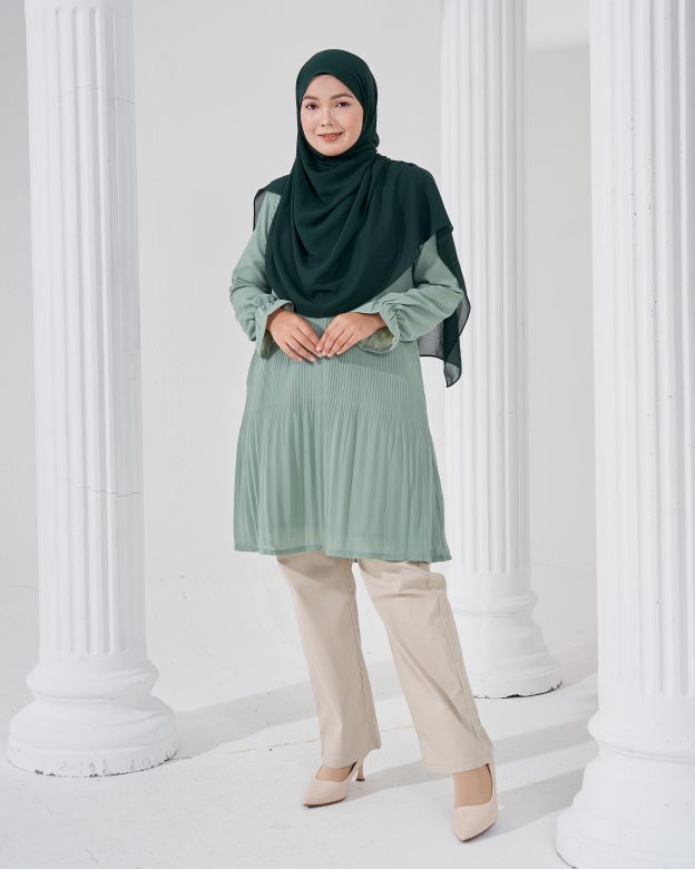 Blouse Pleated Heqira - Minty Teal