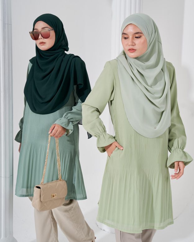Blouse Pleated Heqira - Minty Teal
