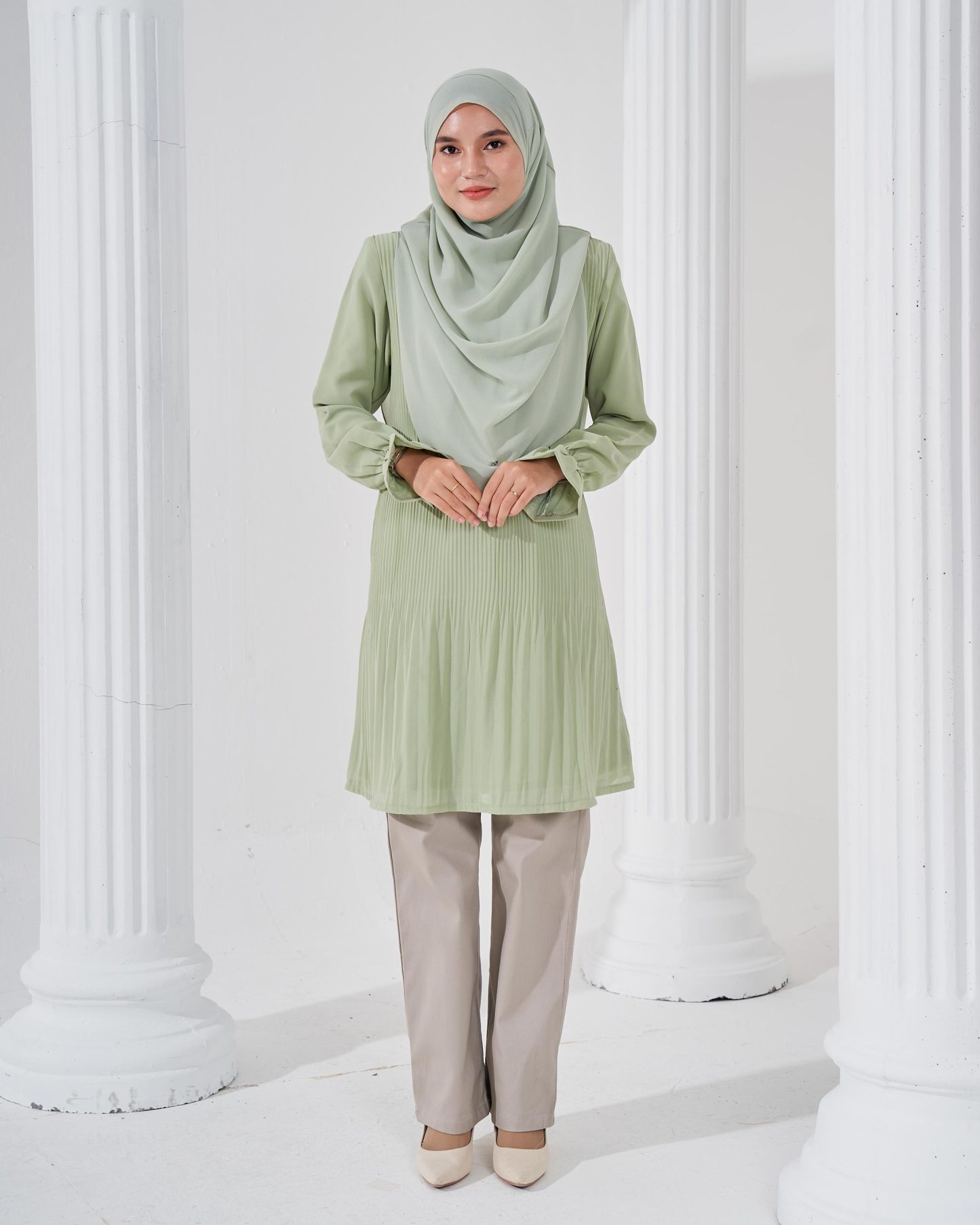 Blouse Pleated Heqira - Pistachio Green