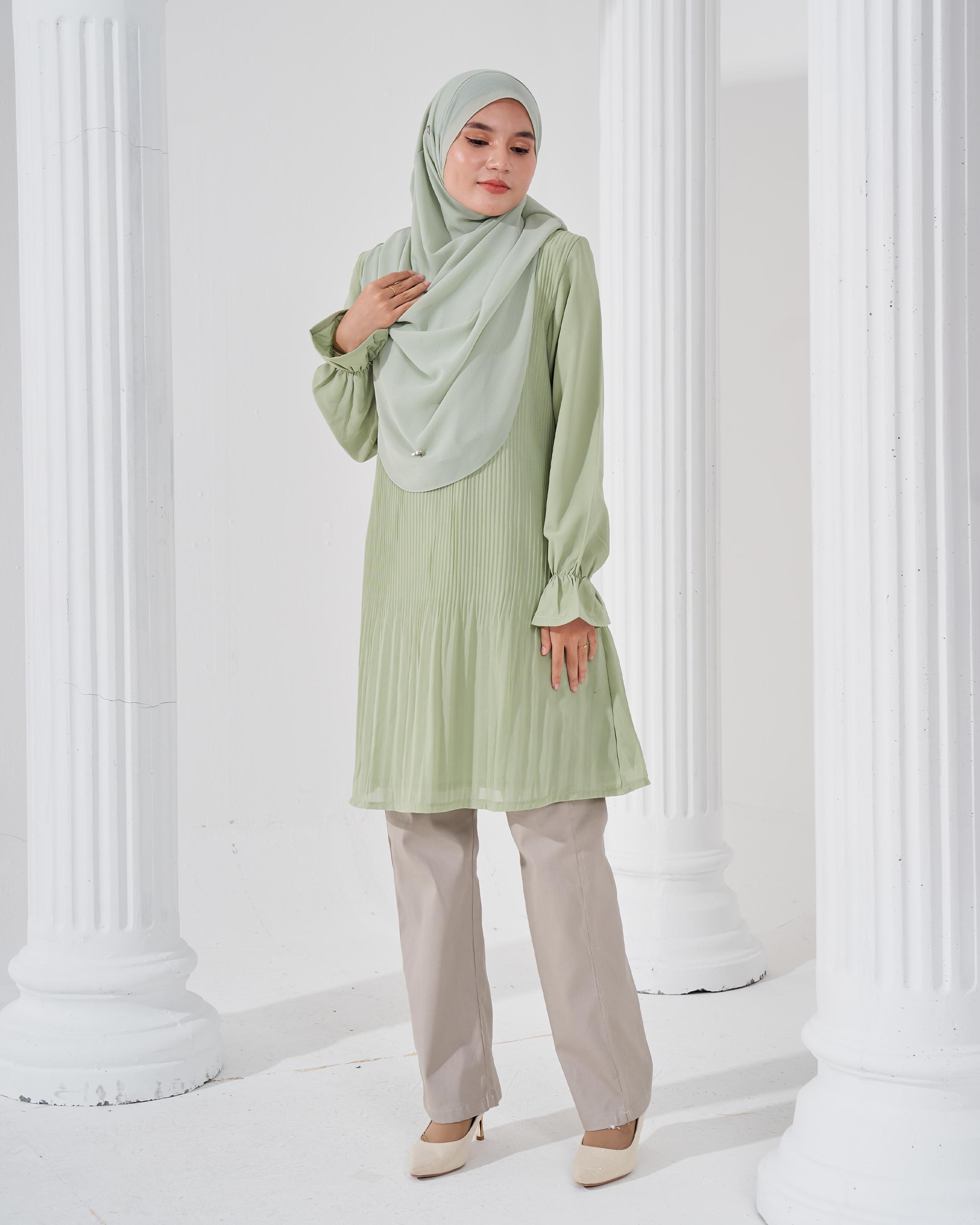 Blouse Pleated Heqira - Pistachio Green