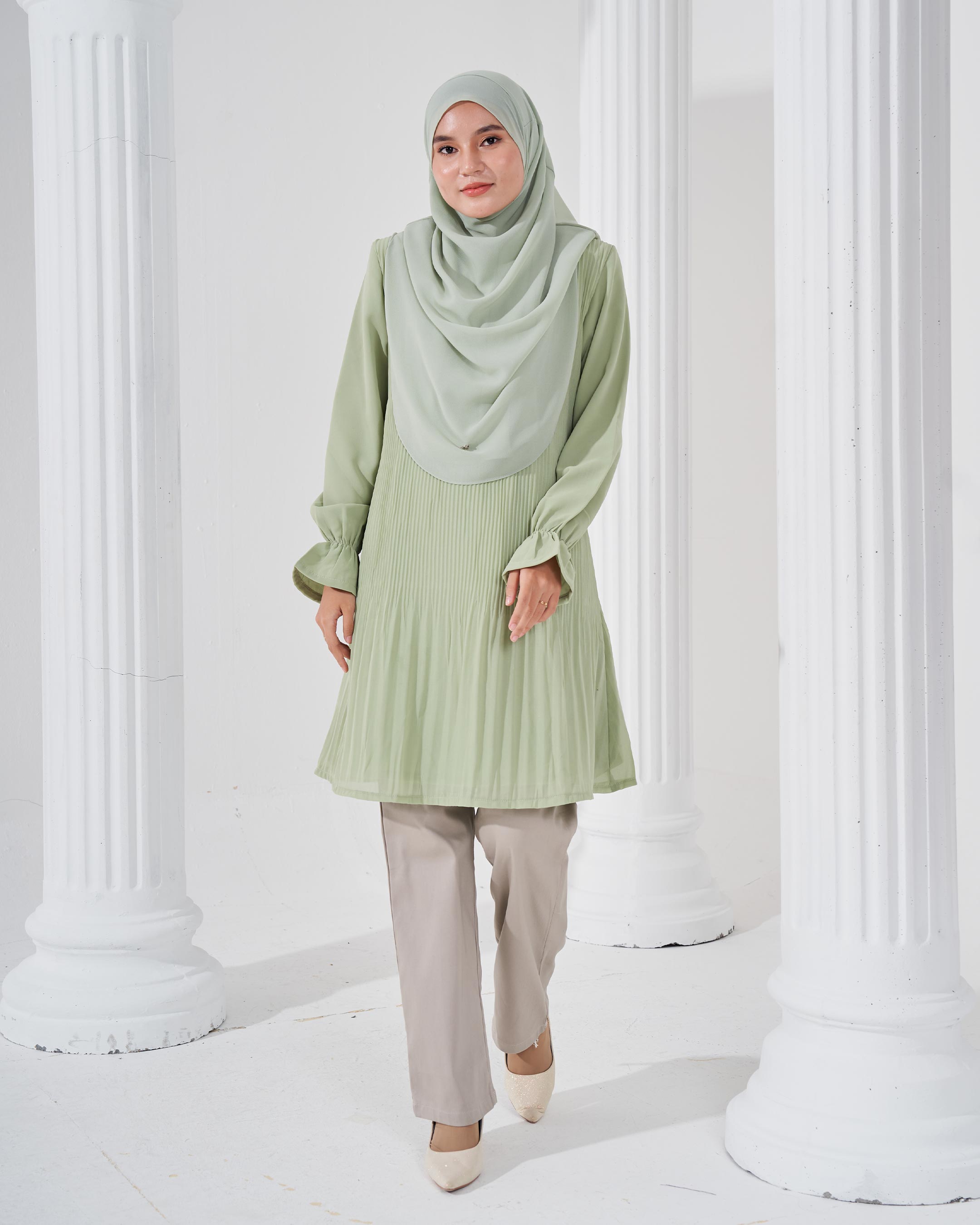 Blouse Pleated Heqira - Pistachio Green