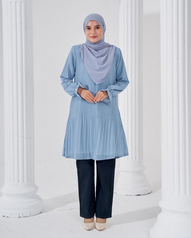 Blouse Pleated Heqira - Sky Blue