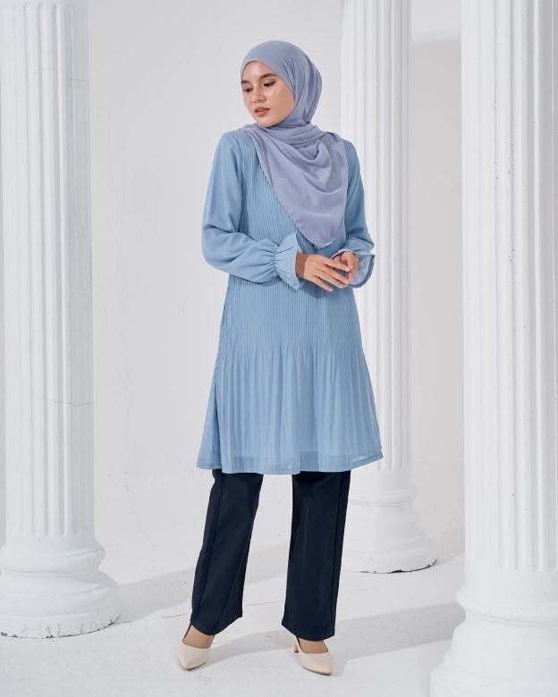 Blouse Pleated Heqira - Sky Blue