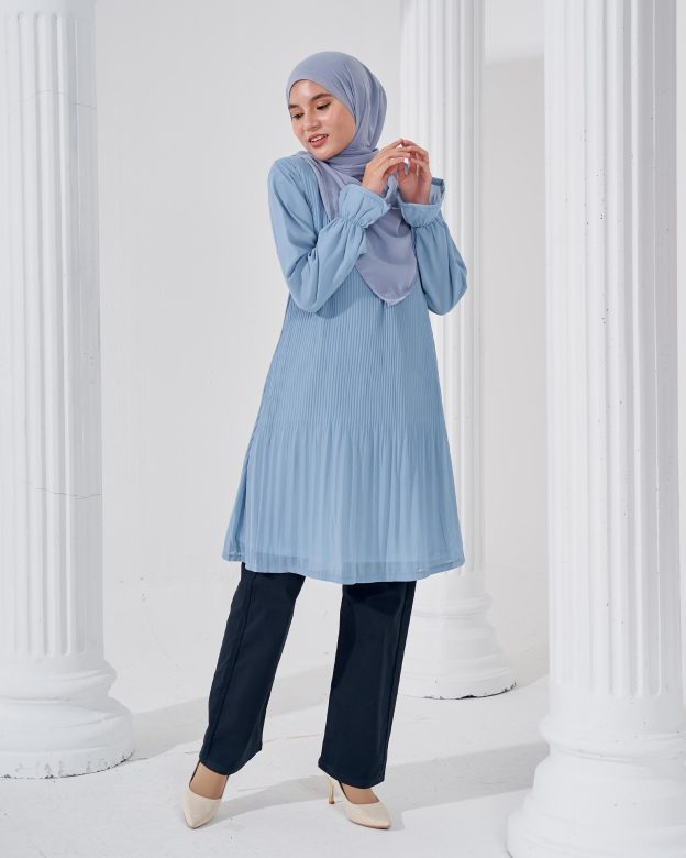 Blouse Pleated Heqira - Sky Blue